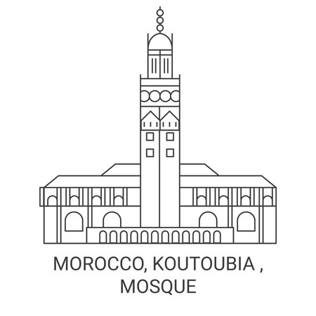 Morocco, Koutoubia , Mosque travel landmark vector illustrationのイラスト素材