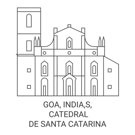 India, Goa, Catedral De Santa Catarina travel landmark vector illustrationのイラスト素材