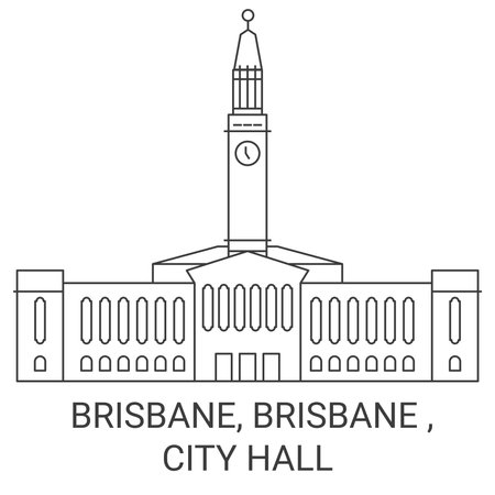 Australia, Brisbane, Brisbane , City Hall travel landmark vector illustrationのイラスト素材