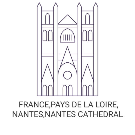 France,Pays De La Loire, Nantes,Nantes Cathedral travel landmark vector illustrationのイラスト素材