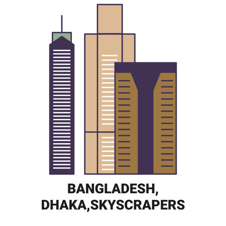 Bangladesh, Dhaka,Skyscrapers travel landmark vector illustrationのイラスト素材