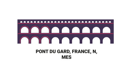 France, Pont Du Gard travel landmark vector illustrationのイラスト素材