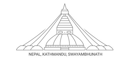 Nepal, Kathmandu, Swayambhunath, travel landmark vector illustrationのイラスト素材