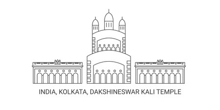 India, Kolkata, Dakshineswar Kali Temple, travel landmark vector illustrationのイラスト素材