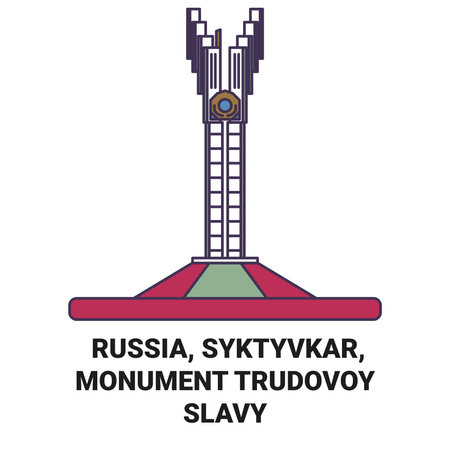 Russia, Syktyvkar, Monument Trudovoy Slavy travel landmark vector illustrationのイラスト素材