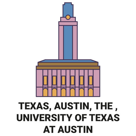 United States, Texas, Austin, The , University Of Texas At Austin travel landmark vector illustrationのイラスト素材