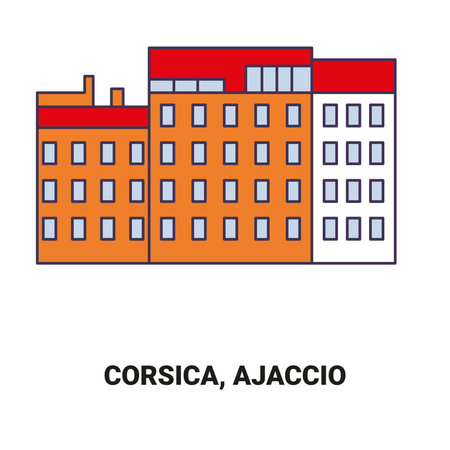 France, Corsica, Ajaccio travel landmark vector illustrationのイラスト素材