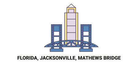 United States, Florida, Jacksonville, Mathews Bridge, travel landmark vector illustrationのイラスト素材