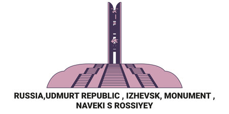 Russia,Udmurt Republic Izhevsk, Monument , Naveki S Rossiyey travel landmark vector illustrationのイラスト素材