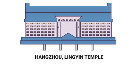 China, Hangzhou, Lingyin Temple, travel landmark vector illustrationのイラスト素材