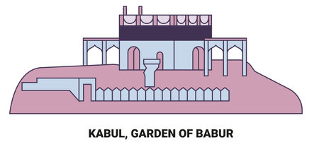 Afghanistan, Kabul, Garden Of Babur, travel landmark vector illustrationのイラスト素材
