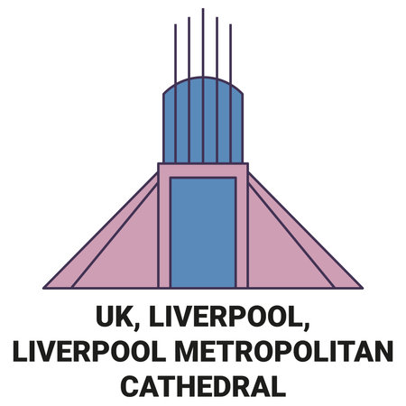 England, Liverpool, Liverpool Metropolitan Cathedral travel landmark vector illustrationのイラスト素材