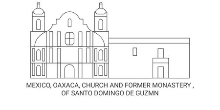 Mexico, Oaxaca, Church And Former Monastery Of Santo Domingo De Guzmn travel landmark vector illustrationのイラスト素材
