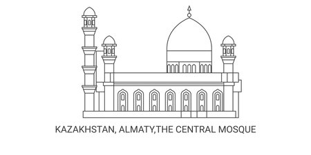 Kazakhstan, Almaty,The Central Mosque, travel landmark vector illustrationのイラスト素材