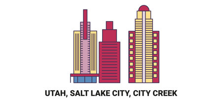 United States, Utah, Salt Lake City, City Creek, travel landmark vector illustrationのイラスト素材