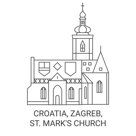 Croatia, Zagreb, St. Marks Church travel landmark vector illustrationのイラスト素材