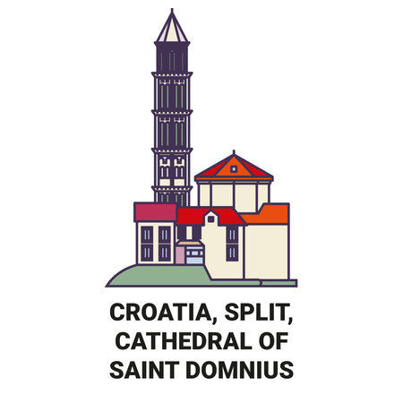 Croatia, Split, Cathedral Of Saint Domnius travel landmark vector illustrationのイラスト素材