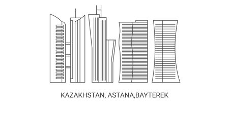 Kazakhstan, Astana,Bayterek, travel landmark vector illustrationのイラスト素材