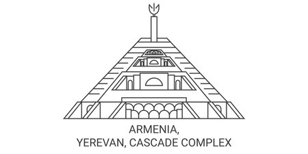 Armenia, Yerevan, Cascade Complex travel landmark vector illustrationのイラスト素材