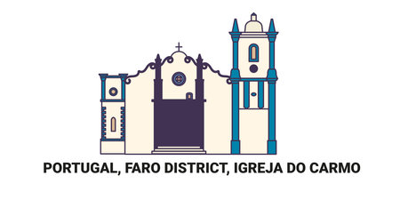 Portugal, Faro District, Igreja Do Carmo, travel landmark vector illustrationのイラスト素材