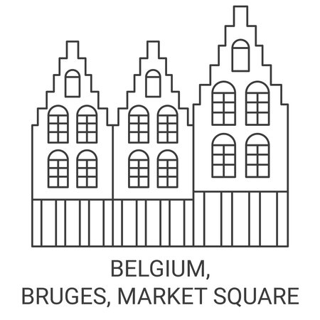 Belgium, Bruges, Market Square travel landmark vector illustrationのイラスト素材