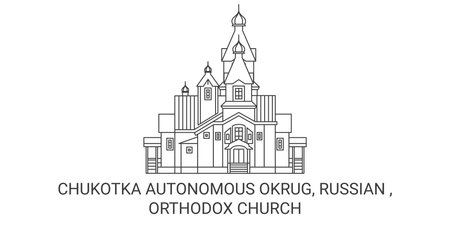 Russia, Chukotka Autonomous Okrug, Orthodox Church travel landmark vector illustrationのイラスト素材