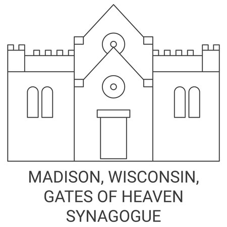 United States, Madison, Wisconsin, Gates Of Heaven Synagogue travel landmark vector illustrationのイラスト素材