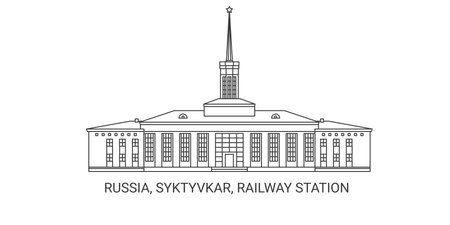 Russia, Syktyvkar, Railway Station travel landmark vector illustrationのイラスト素材
