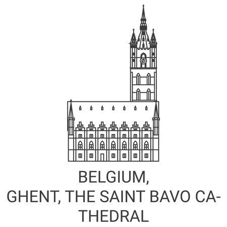 Belgium, Ghent, The Saint Bavo Cathedral travel landmark vector illustrationのイラスト素材