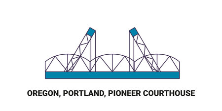 United States, Oregon, Portland, Pioneer Courthouse, travel landmark vector illustrationのイラスト素材