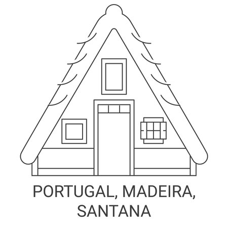 Portugal, Madeira, Santana travel landmark vector illustrationのイラスト素材