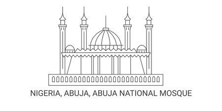 Nigeria, Abuja, Abuja National Mosque, travel landmark vector illustrationのイラスト素材