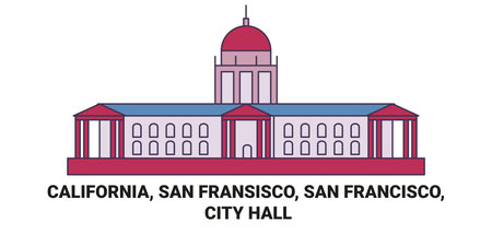 United States, California, San Fransisco, San Francisco, City Hall travel landmark vector illustrationのイラスト素材