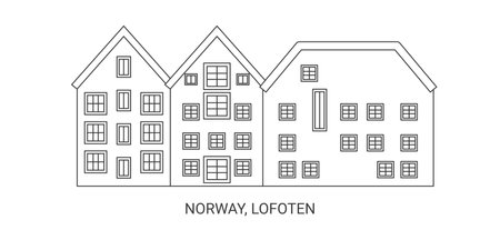 Norway, Lofoten, travel landmark vector illustrationのイラスト素材
