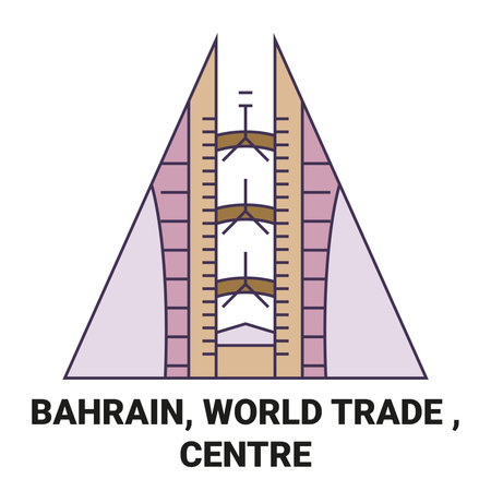 Bahrain, World Trade , Centre travel landmark vector illustrationのイラスト素材