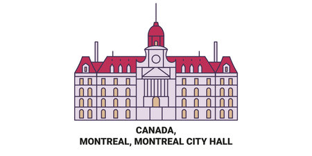 Canada, Montreal, Montreal City Hall travel landmark vector illustrationのイラスト素材
