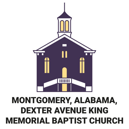 United States, Montgomery, Alabama, Dexter Avenue King Memorial Baptist Church travel landmark vector illustrationのイラスト素材