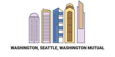 United States, Washington, Seattle, Washington Mutual, travel landmark vector illustrationのイラスト素材