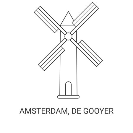 Netherlands, Amsterdam, De Gooyer travel landmark vector illustrationのイラスト素材