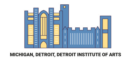 United States, Michigan, Detroit, Detroit Institute Of Arts, travel landmark vector illustrationのイラスト素材