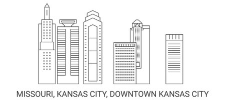 United States, Missouri, Kansas City, Downtown Kansas City, travel landmark vector illustrationのイラスト素材