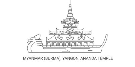 Myanmar Burma, Yangon, Ananda Temple, travel landmark vector illustrationのイラスト素材
