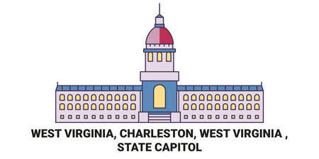 United States, West Virginia, Charleston, West Virginia , State Capitol travel landmark vector illustrationのイラスト素材