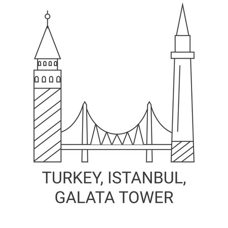 Turkey, Istanbul, Galata Tower travel landmark vector illustrationのイラスト素材