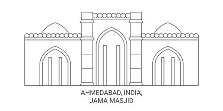 India, Ahmedabad, Jama Masjid, travel landmark vector illustrationのイラスト素材