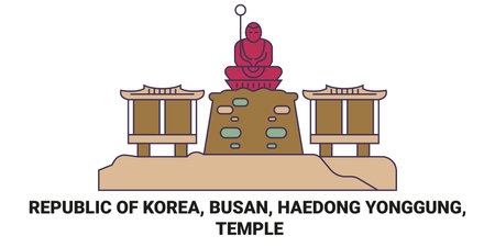 Republic Of Korea, Busan, Haedong Yonggung, Temple travel landmark vector illustrationのイラスト素材