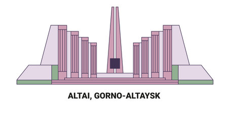 Russia, Altai, Gornoaltaysk travel landmark vector illustrationのイラスト素材