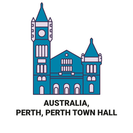 Australia, Perth, Perth Town Hall travel landmark vector illustrationのイラスト素材