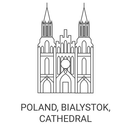Poland, Bialystok, Cathedral Basilica Of The Assumption Of The Blessed Virgin Mary travel landmark vector illustrationのイラスト素材
