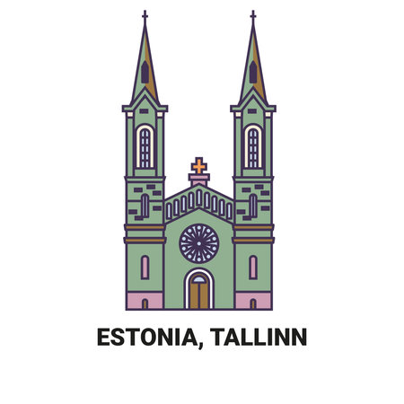 Estonia, Tallinn travel landmark vector illustrationのイラスト素材